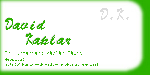 david kaplar business card